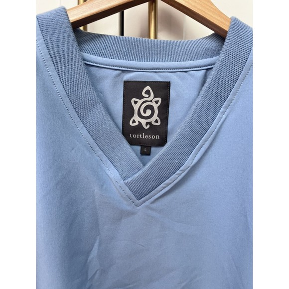 Turtleson Golf Pullover V Neck Sz L Blue Polyester Spandex Windbreaker Jacket - Picture 2 of 5